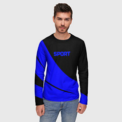 Лонгслив мужской Sport чёрно-синий двуцветный, цвет: 3D-принт — фото 2