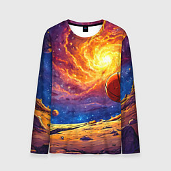Мужской лонгслив Баскетбольный мяч и космос