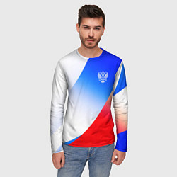 Лонгслив мужской Герб России на фоне цветов флага градиент, цвет: 3D-принт — фото 2