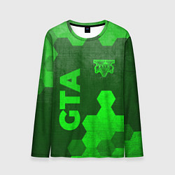 Лонгслив мужской GTA - green gradient вертикально, цвет: 3D-принт