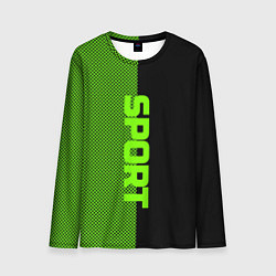 Мужской лонгслив Sport чёрно-зелёный пополам