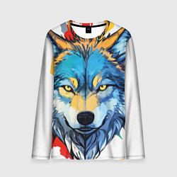 Лонгслив мужской Волк яркий арт, цвет: 3D-принт
