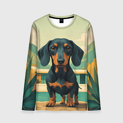 Лонгслив мужской Такса и лето, цвет: 3D-принт