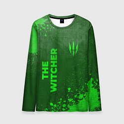 Мужской лонгслив The Witcher - green gradient вертикально