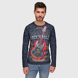 Лонгслив мужской Рок гитара: рок-н-ролл на металле, цвет: 3D-принт — фото 2