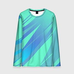 Лонгслив мужской Нежный голубой с полосами градиент, цвет: 3D-принт