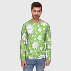 Лонгслив мужской Ромашки бумажные, цвет: 3D-принт — фото 2