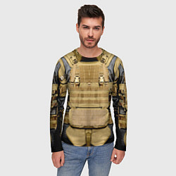 Лонгслив мужской Бронежилет цвета хаки армейский, цвет: 3D-принт — фото 2