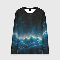 Лонгслив мужской Облака и черное небо текстура, цвет: 3D-принт
