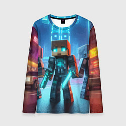 Лонгслив мужской Minecraft - ai art neon glow, цвет: 3D-принт