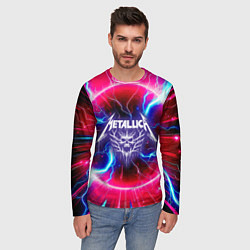 Лонгслив мужской Metallica - neon glow, цвет: 3D-принт — фото 2