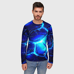 Лонгслив мужской Синие плиты лед, цвет: 3D-принт — фото 2
