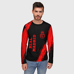 Лонгслив мужской Real Madrid - red gradient вертикально, цвет: 3D-принт — фото 2