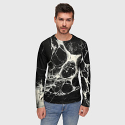 Лонгслив мужской Бело-черная потертая текстура, цвет: 3D-принт — фото 2