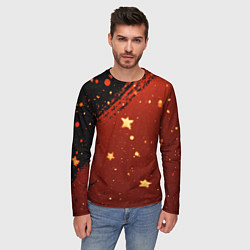 Лонгслив мужской Золотые звездочки на коричневой текстуре, цвет: 3D-принт — фото 2
