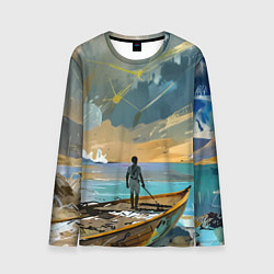 Мужской лонгслив Мальчик и лодка