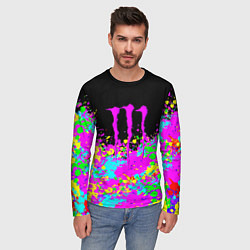 Лонгслив мужской Monster energy краски неоновые, цвет: 3D-принт — фото 2