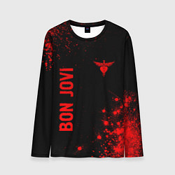 Мужской лонгслив Bon Jovi - red gradient вертикально