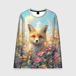 Лонгслив мужской Лиса в цветочном поле, цвет: 3D-принт