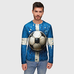 Лонгслив мужской Футбольный мяч на синем, цвет: 3D-принт — фото 2