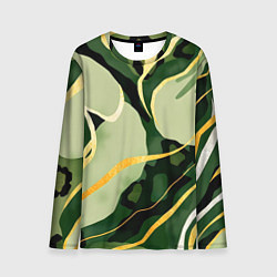 Лонгслив мужской Зеленый природный паттерн, цвет: 3D-принт