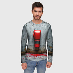 Лонгслив мужской Кикбоксеркие перчатки на сером, цвет: 3D-принт — фото 2