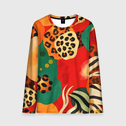 Лонгслив мужской Анималистичный африканский паттерн, цвет: 3D-принт