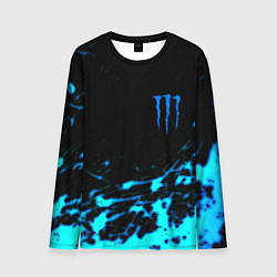Лонгслив мужской Monster energy голубые краски, цвет: 3D-принт
