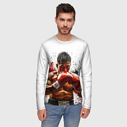 Лонгслив мужской Тайский боксер на белом, цвет: 3D-принт — фото 2