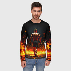 Лонгслив мужской Боксер и огонь, цвет: 3D-принт — фото 2