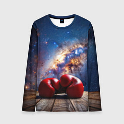 Лонгслив мужской Боксерские перчатки в космосе, цвет: 3D-принт