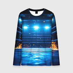 Лонгслив мужской Синий ринг в огне, цвет: 3D-принт