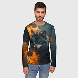 Лонгслив мужской Злой волк в огне, цвет: 3D-принт — фото 2