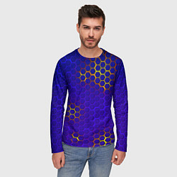 Лонгслив мужской Неоновые соты броня, цвет: 3D-принт — фото 2