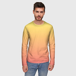 Лонгслив мужской Градиент нежный жёлто-розовый, цвет: 3D-принт — фото 2