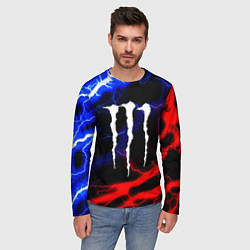 Лонгслив мужской Monster energy молнии неон, цвет: 3D-принт — фото 2