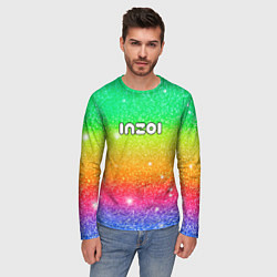 Лонгслив мужской Inzoi блестящий радужный фон, цвет: 3D-принт — фото 2