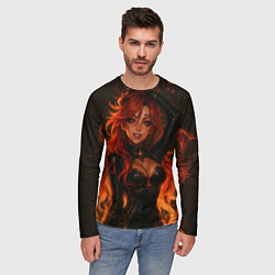 Лонгслив мужской Горячая пиро архонт Мавуика - Genshin Impact, цвет: 3D-принт — фото 2