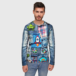 Лонгслив мужской Пиксельная ракета, цвет: 3D-принт — фото 2