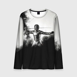 Лонгслив мужской Фехтовальщик в черном дыму, цвет: 3D-принт
