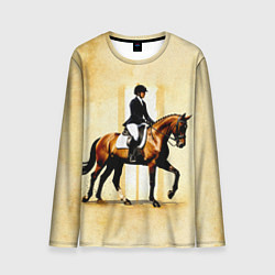 Лонгслив мужской Конный спорт на бежевом, цвет: 3D-принт