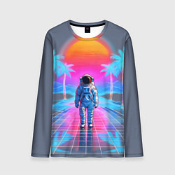 Лонгслив мужской Пальмы в космосе - вапорвейв космонавт, цвет: 3D-принт