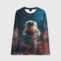 Лонгслив мужской Космонавт с букетом роз, цвет: 3D-принт