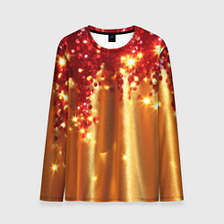 Лонгслив мужской Красно-золотая волнистая текстура, цвет: 3D-принт