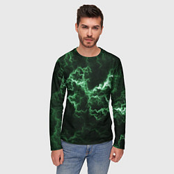 Лонгслив мужской Lightning green line, цвет: 3D-принт — фото 2