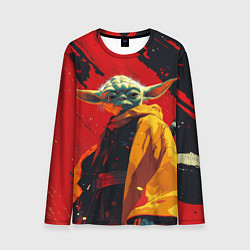 Лонгслив мужской Йода на фоне красной краски, цвет: 3D-принт