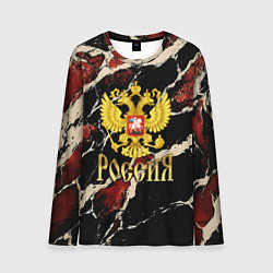 Лонгслив мужской Россия - черно-красный фон, цвет: 3D-принт