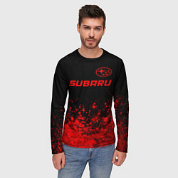 Лонгслив мужской Subaru - red gradient посередине, цвет: 3D-принт — фото 2