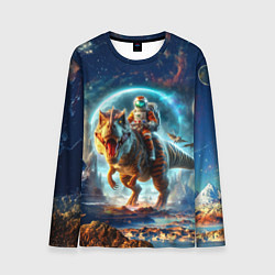 Лонгслив мужской Космонавт на тираннозавре - затерянная планета, цвет: 3D-принт