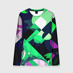 Мужской лонгслив Сине-зелёный геометричная абстракция